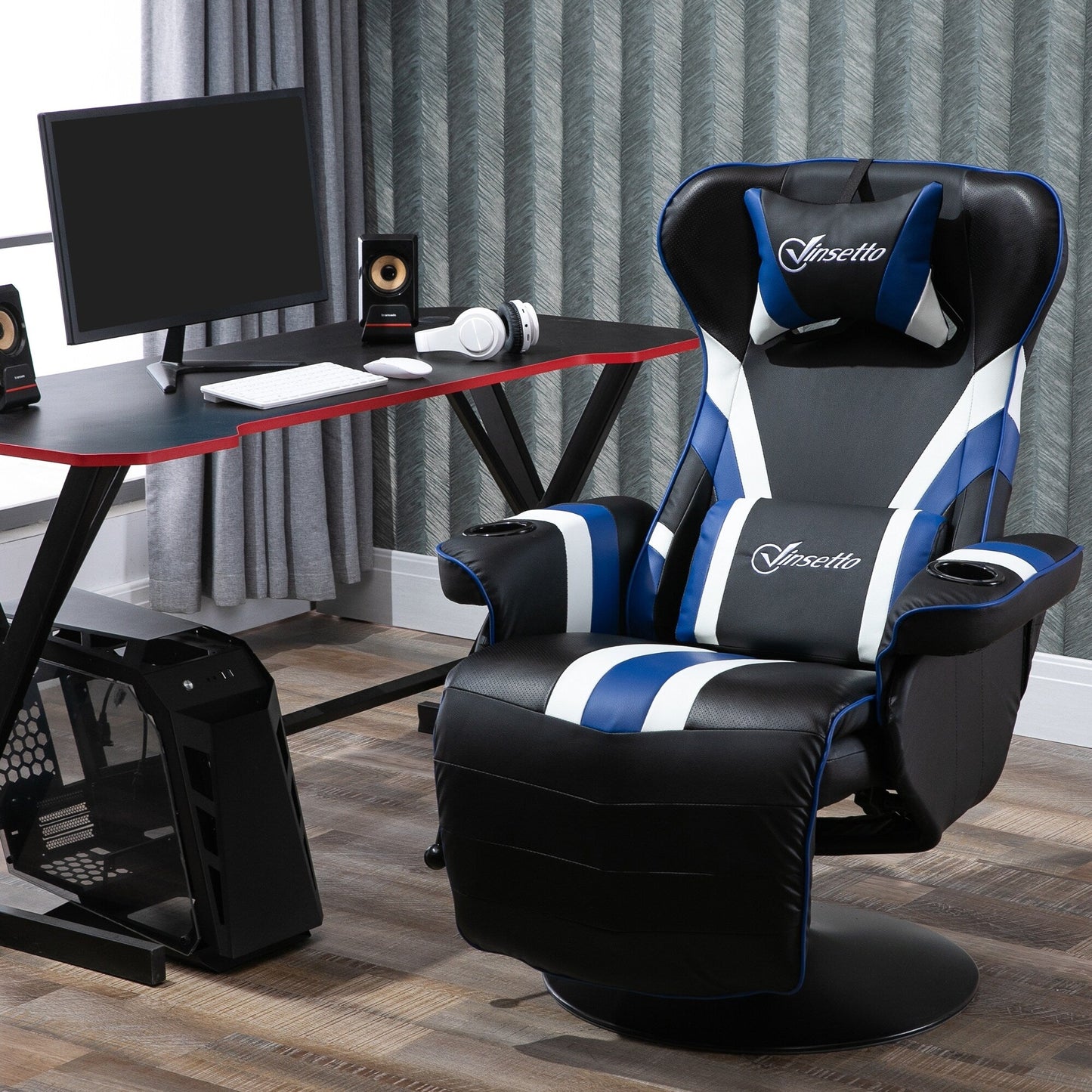 360Â° Rotation Gaming Chair Racing Style Computer Recliner Ergonomic Office Chair with Lumbar Support, Footrest and Cup Holder