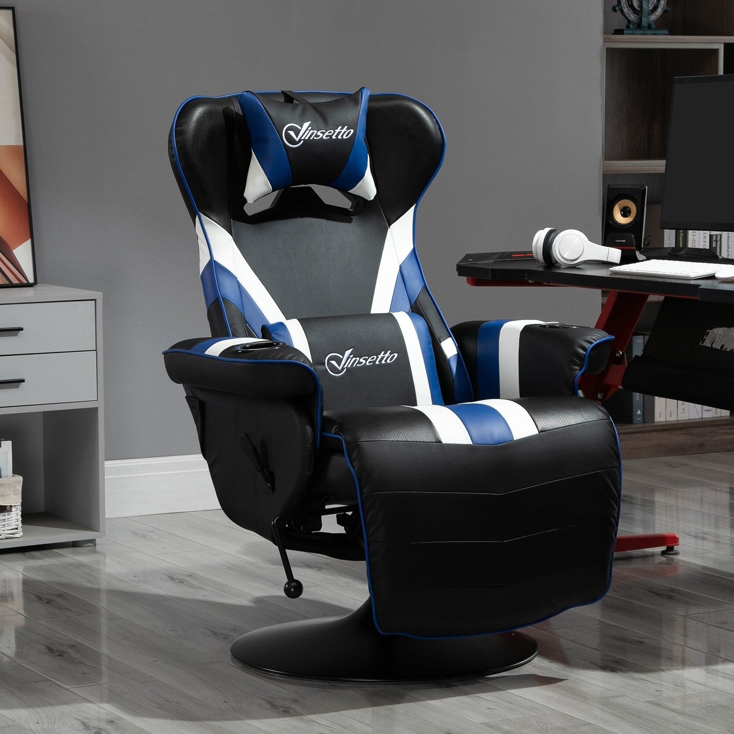 360Â° Rotation Gaming Chair Racing Style Computer Recliner Ergonomic Office Chair with Lumbar Support, Footrest and Cup Holder
