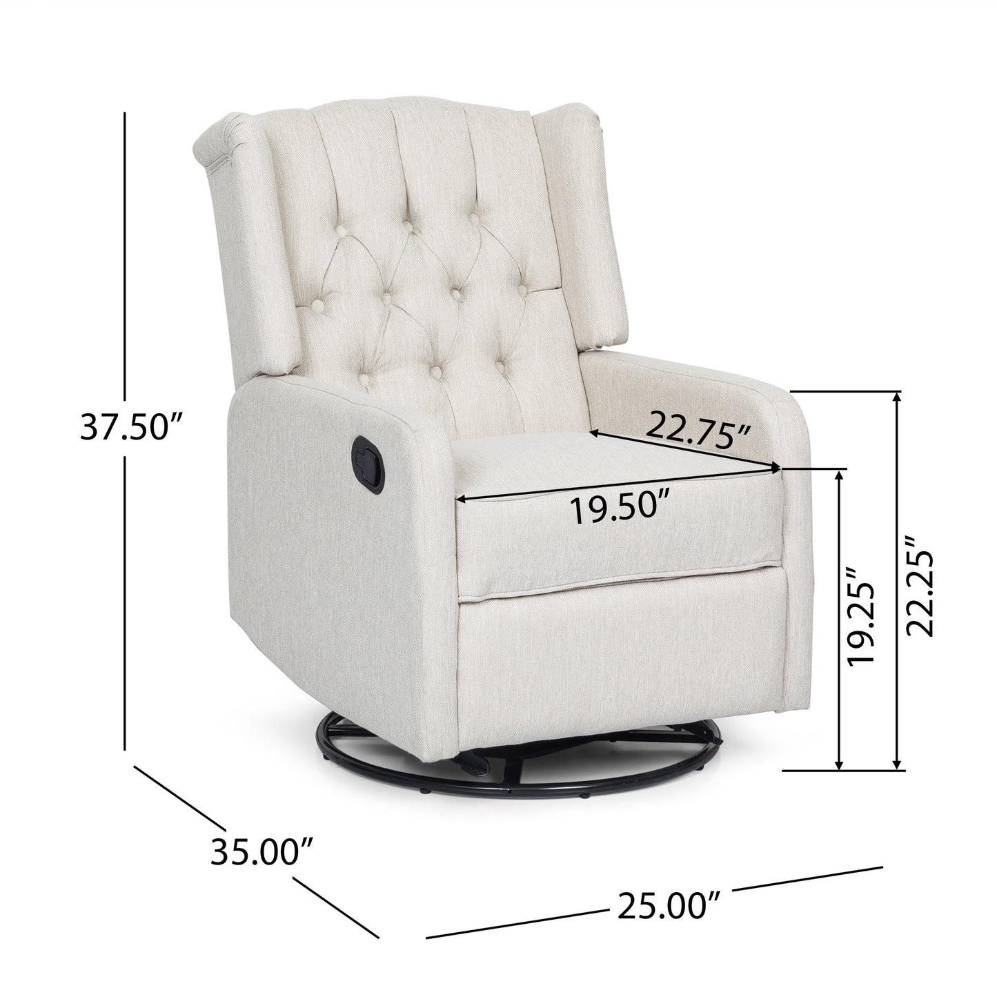 360° Rotation Lounge Chair with Classic Style for Living Room or Bedroom, Lever-Control Recliner for Reading & Relaxation