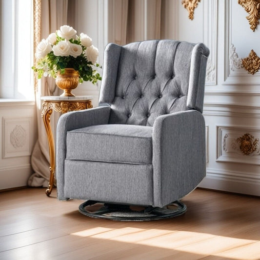 360° Rotation Lounge Chair with Classic Style for Living Room or Bedroom, Lever-Control Recliner for Reading & Relaxation