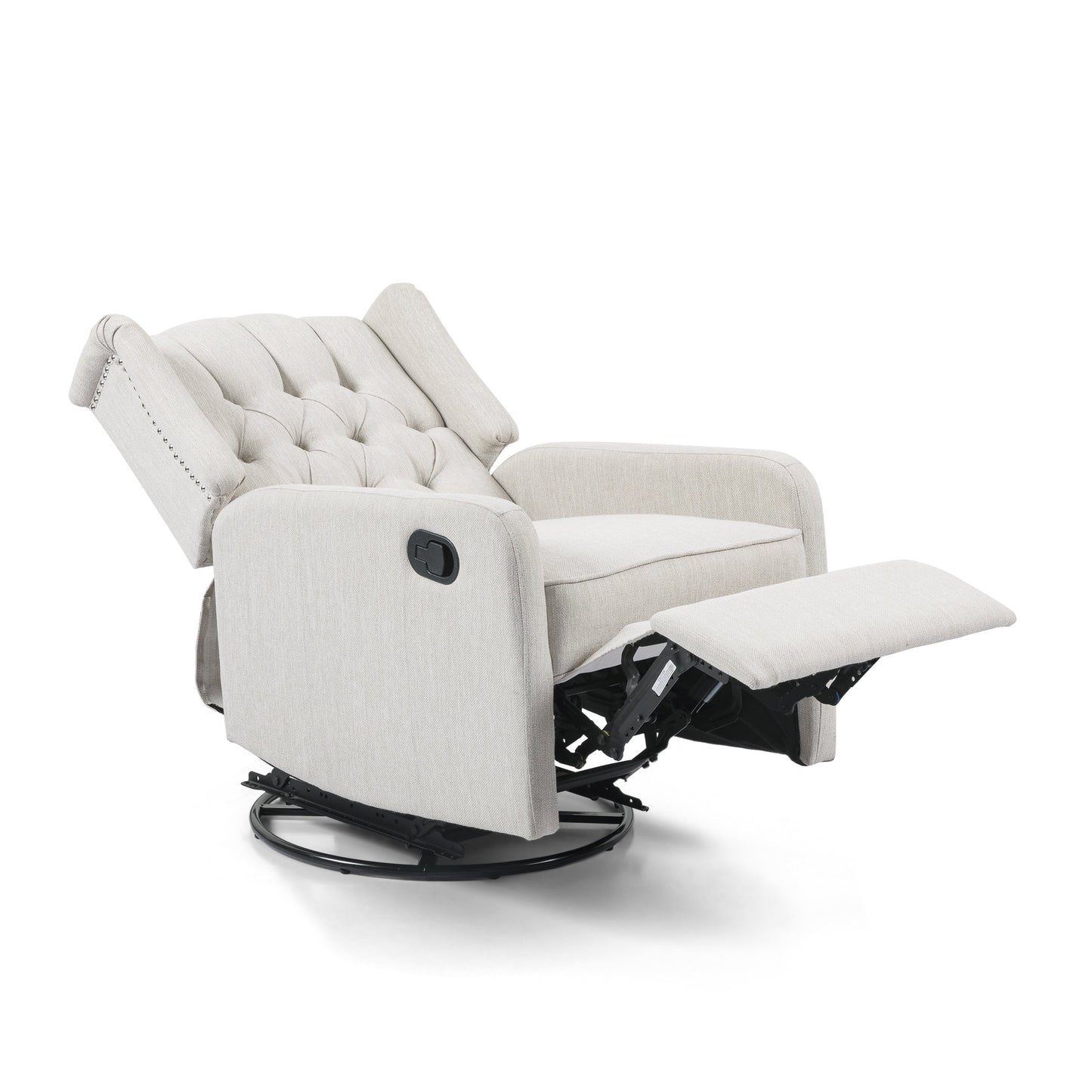 360° Rotation Lounge Chair with Classic Style for Living Room or Bedroom, Lever-Control Recliner for Reading & Relaxation