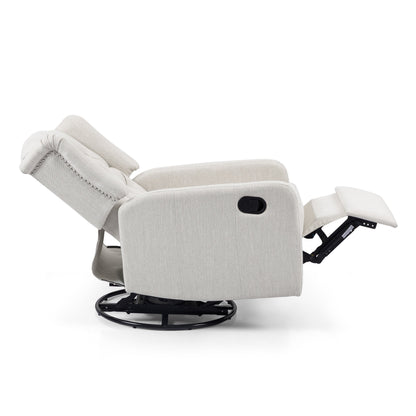 360° Rotation Lounge Chair with Classic Style for Living Room or Bedroom, Lever-Control Recliner for Reading & Relaxation