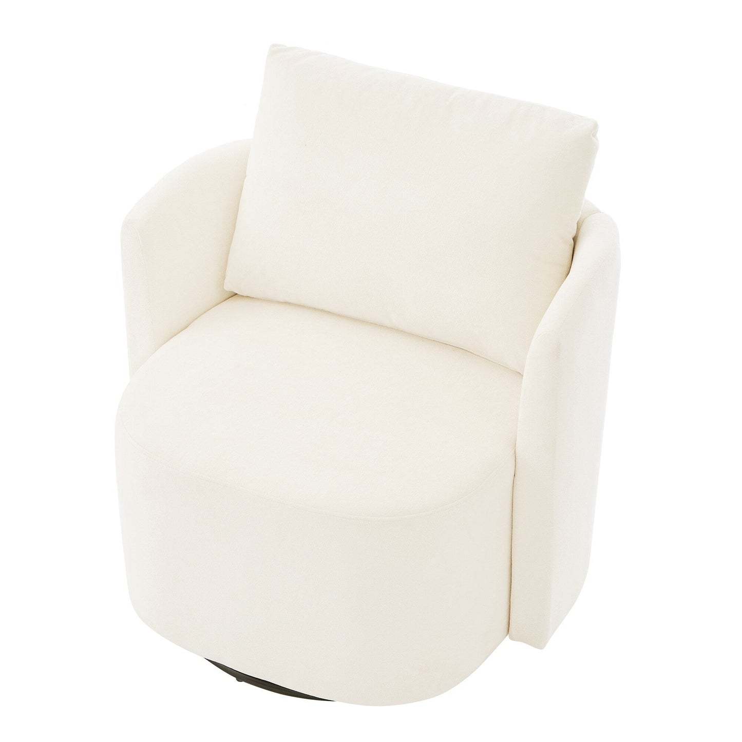 360Â° Swivel Chair, Chenille Barrel Armchair, Curved Design Lounge Chair Upholstered Swivel Sofa Chair for Living Room