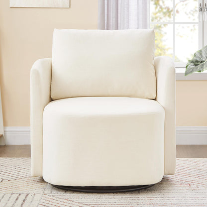 360Â° Swivel Chair, Chenille Barrel Armchair, Curved Design Lounge Chair Upholstered Swivel Sofa Chair for Living Room