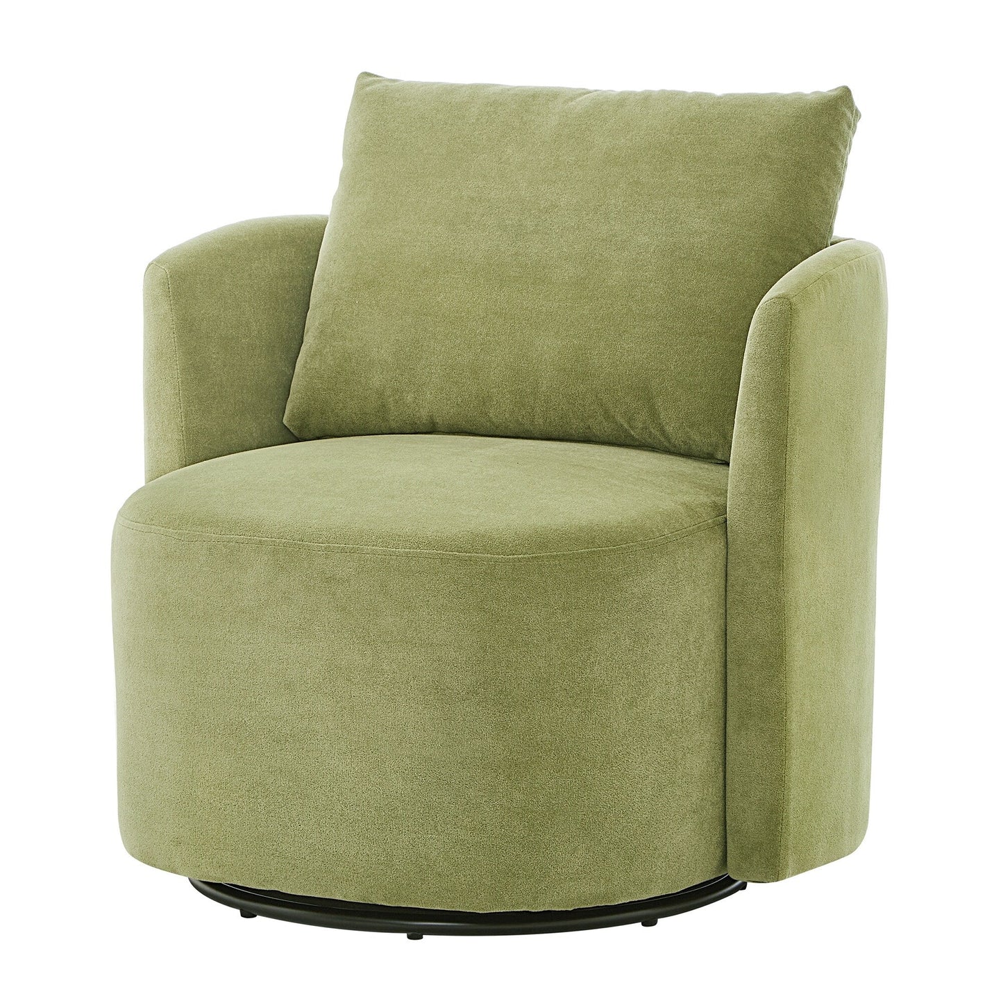 360Â° Swivel Chair, Chenille Barrel Armchair, Curved Design Lounge Chair Upholstered Swivel Sofa Chair for Living Room