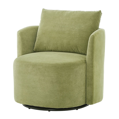 360Â° Swivel Chair, Chenille Barrel Armchair, Curved Design Lounge Chair Upholstered Swivel Sofa Chair for Living Room