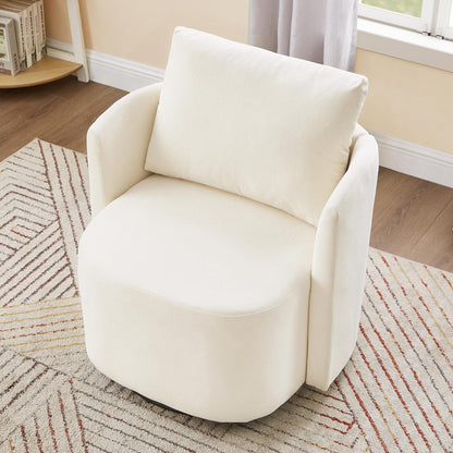 360Â° Swivel Chair, Chenille Barrel Armchair, Curved Design Lounge Chair Upholstered Swivel Sofa Chair for Living Room