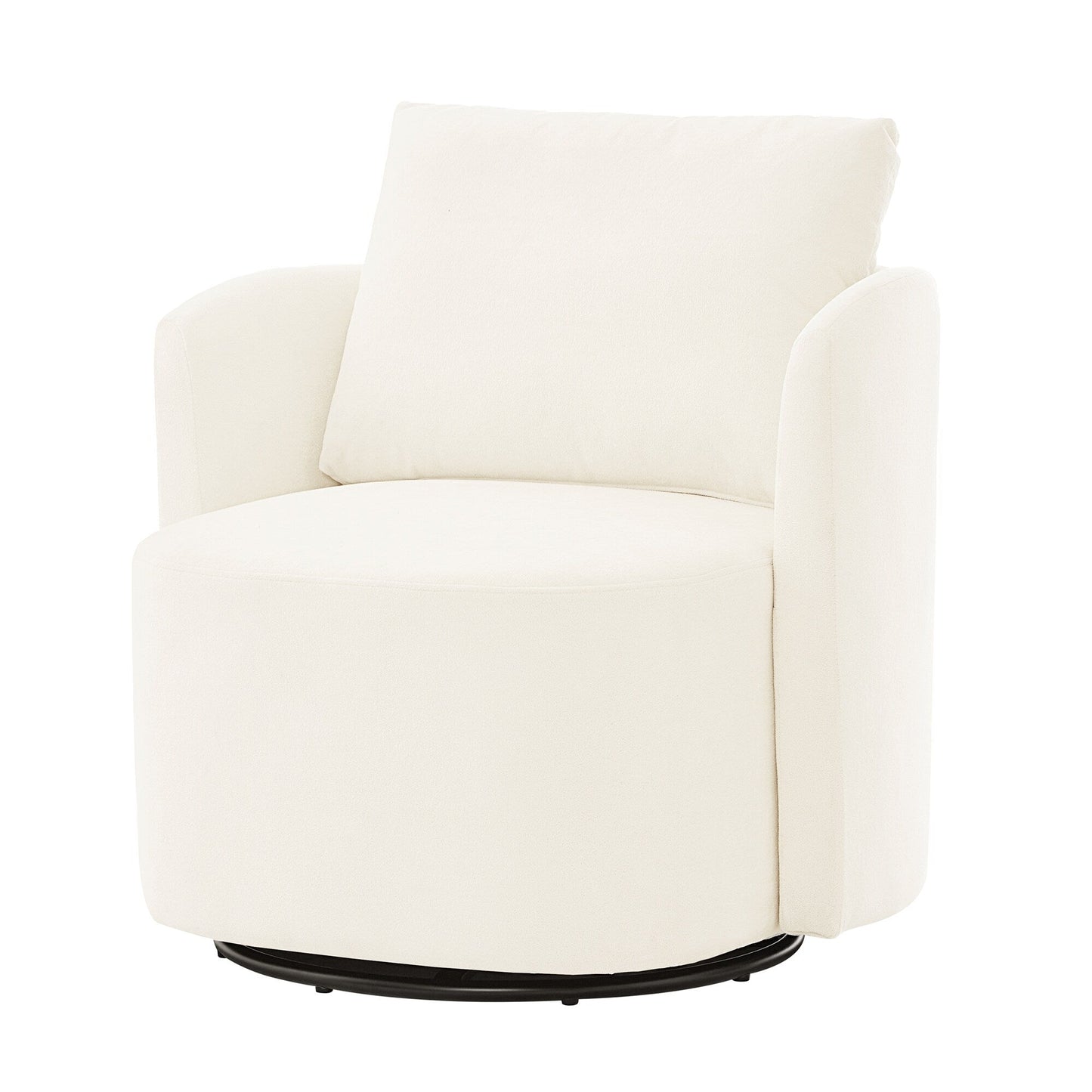360Â° Swivel Chair, Chenille Barrel Armchair, Curved Design Lounge Chair Upholstered Swivel Sofa Chair for Living Room