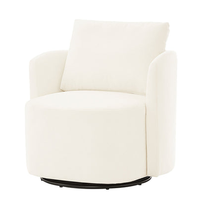 360Â° Swivel Chair, Chenille Barrel Armchair, Curved Design Lounge Chair Upholstered Swivel Sofa Chair for Living Room