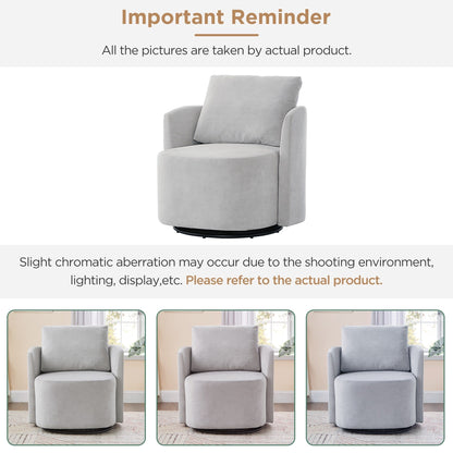 360Â° Swivel Chair, Chenille Barrel Armchair, Curved Design Lounge Chair Upholstered Swivel Sofa Chair for Living Room