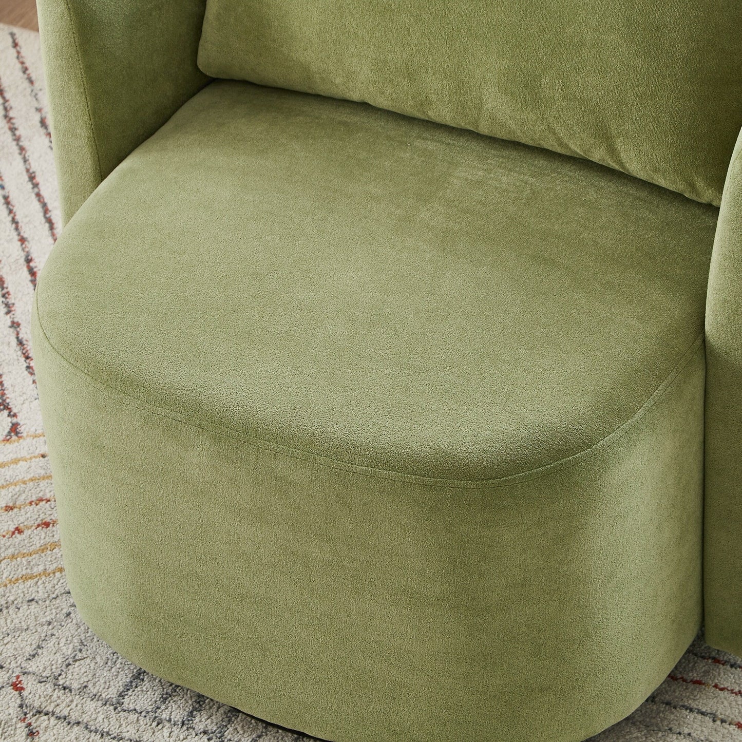 360Â° Swivel Chair, Chenille Barrel Armchair, Curved Design Lounge Chair Upholstered Swivel Sofa Chair for Living Room