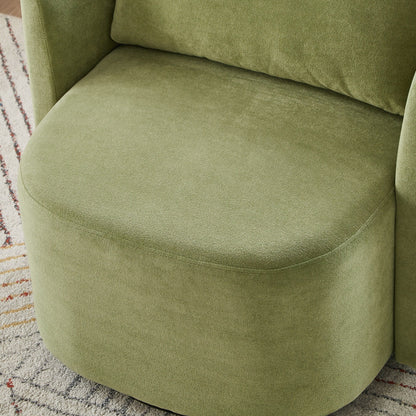 360Â° Swivel Chair, Chenille Barrel Armchair, Curved Design Lounge Chair Upholstered Swivel Sofa Chair for Living Room
