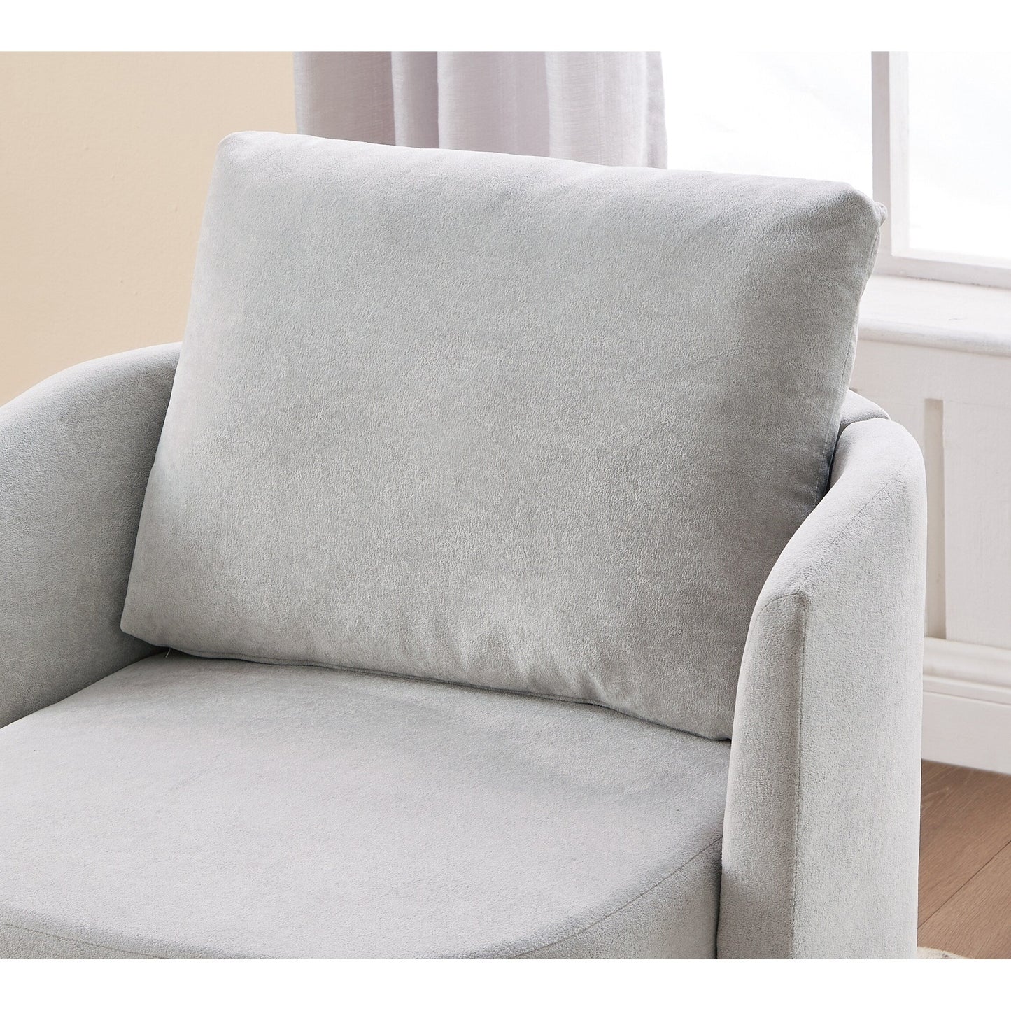 360Â° Swivel Chair, Chenille Barrel Armchair, Curved Design Lounge Chair Upholstered Swivel Sofa Chair for Living Room