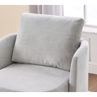 360Â° Swivel Chair, Chenille Barrel Armchair, Curved Design Lounge Chair Upholstered Swivel Sofa Chair for Living Room