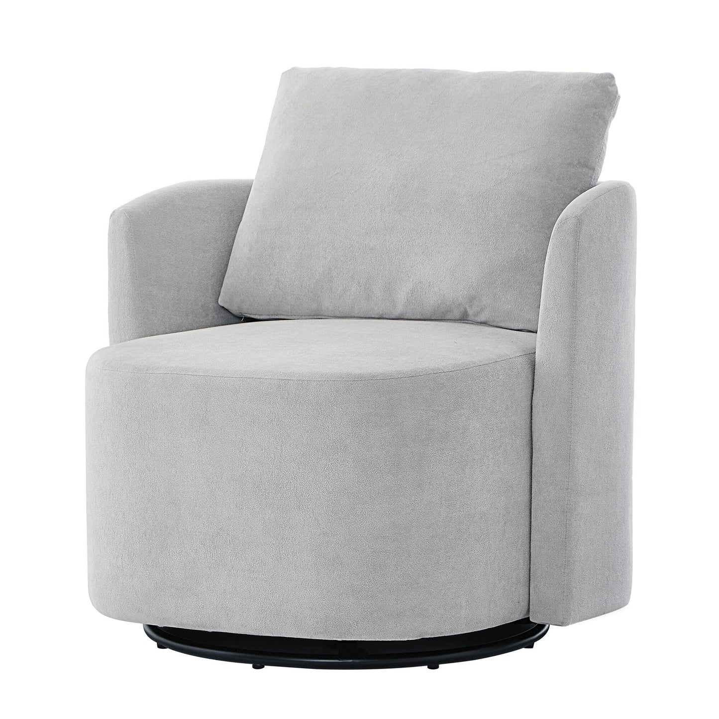 360Â° Swivel Chair, Chenille Barrel Armchair, Curved Design Lounge Chair Upholstered Swivel Sofa Chair for Living Room