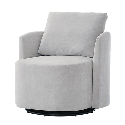 360Â° Swivel Chair, Chenille Barrel Armchair, Curved Design Lounge Chair Upholstered Swivel Sofa Chair for Living Room