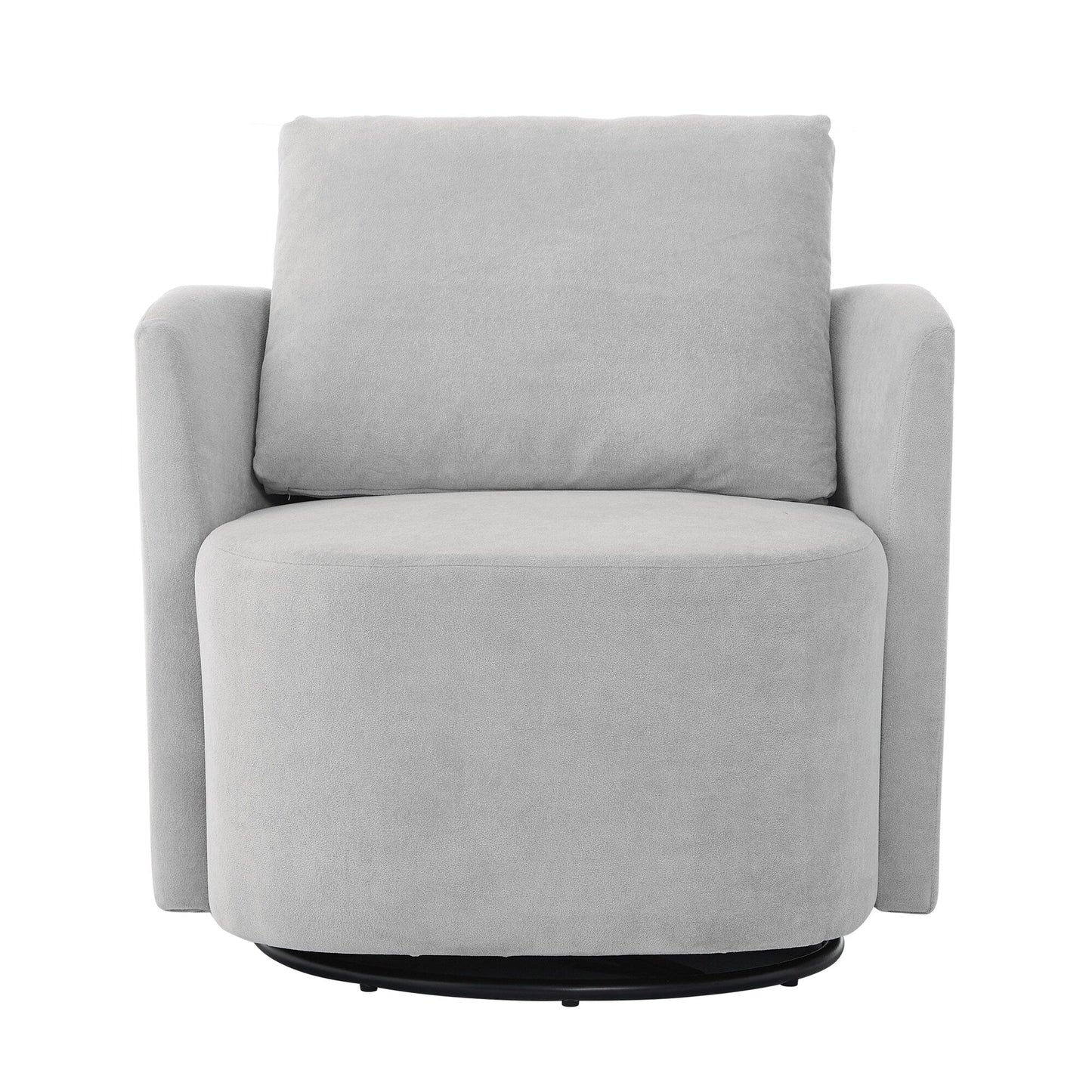 360Â° Swivel Chair, Chenille Barrel Armchair, Curved Design Lounge Chair Upholstered Swivel Sofa Chair for Living Room