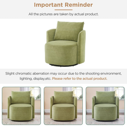 360Â° Swivel Chair, Chenille Barrel Armchair, Curved Design Lounge Chair Upholstered Swivel Sofa Chair for Living Room