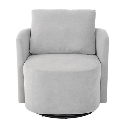 360Â° Swivel Chair, Chenille Barrel Armchair, Curved Design Lounge Chair Upholstered Swivel Sofa Chair for Living Room