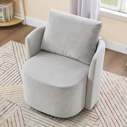 360Â° Swivel Chair, Chenille Barrel Armchair, Curved Design Lounge Chair Upholstered Swivel Sofa Chair for Living Room