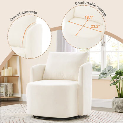 360Â° Swivel Chair, Chenille Barrel Armchair, Curved Design Lounge Chair Upholstered Swivel Sofa Chair for Living Room
