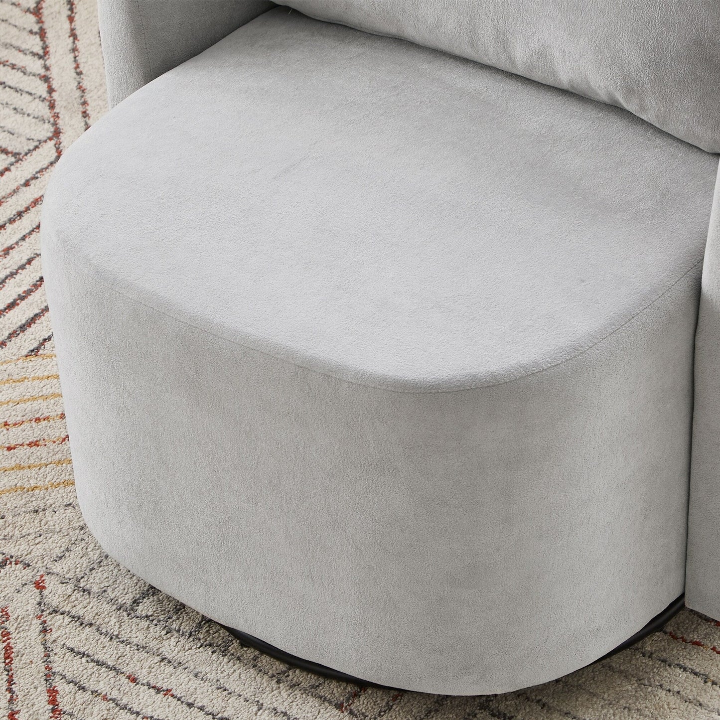 360Â° Swivel Chair, Chenille Barrel Armchair, Curved Design Lounge Chair Upholstered Swivel Sofa Chair for Living Room