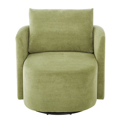 360Â° Swivel Chair, Chenille Barrel Armchair, Curved Design Lounge Chair Upholstered Swivel Sofa Chair for Living Room