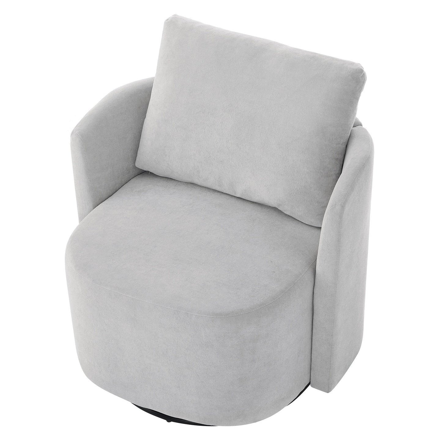 360Â° Swivel Chair, Chenille Barrel Armchair, Curved Design Lounge Chair Upholstered Swivel Sofa Chair for Living Room