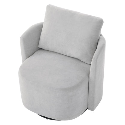 360Â° Swivel Chair, Chenille Barrel Armchair, Curved Design Lounge Chair Upholstered Swivel Sofa Chair for Living Room