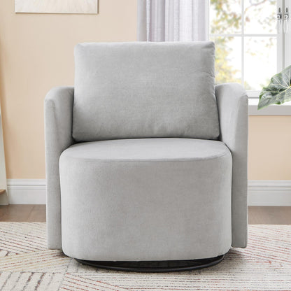 360Â° Swivel Chair, Chenille Barrel Armchair, Curved Design Lounge Chair Upholstered Swivel Sofa Chair for Living Room