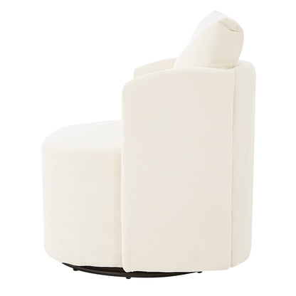 360Â° Swivel Chair, Chenille Barrel Armchair, Curved Design Lounge Chair Upholstered Swivel Sofa Chair for Living Room