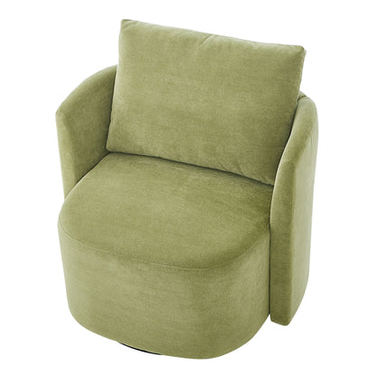 360Â° Swivel Chair, Chenille Barrel Armchair, Curved Design Lounge Chair Upholstered Swivel Sofa Chair for Living Room