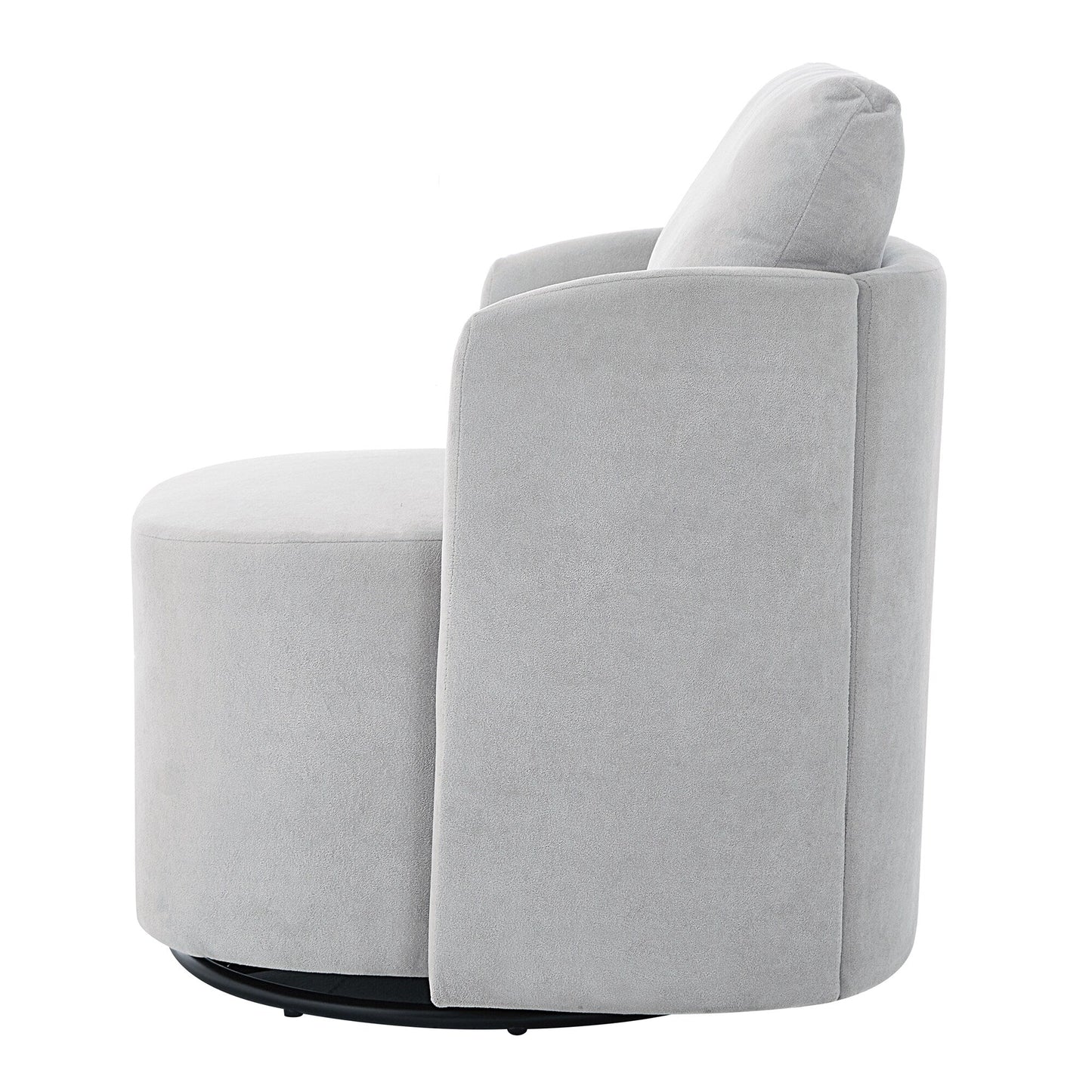 360Â° Swivel Chair, Chenille Barrel Armchair, Curved Design Lounge Chair Upholstered Swivel Sofa Chair for Living Room