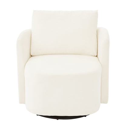 360Â° Swivel Chair, Chenille Barrel Armchair, Curved Design Lounge Chair Upholstered Swivel Sofa Chair for Living Room