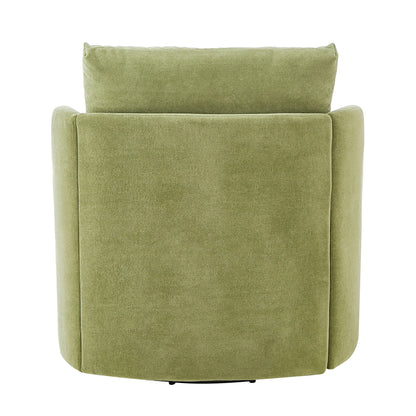 360Â° Swivel Chair, Chenille Barrel Armchair, Curved Design Lounge Chair Upholstered Swivel Sofa Chair for Living Room
