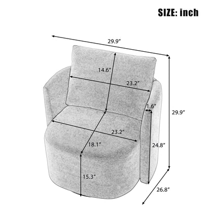 360Â° Swivel Chair, Chenille Barrel Armchair, Curved Design Lounge Chair Upholstered Swivel Sofa Chair for Living Room