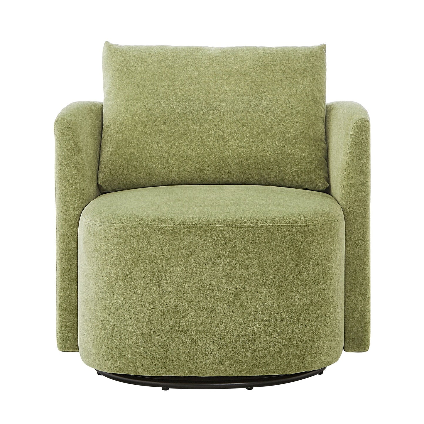 360Â° Swivel Chair, Chenille Barrel Armchair, Curved Design Lounge Chair Upholstered Swivel Sofa Chair for Living Room