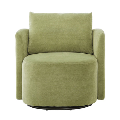 360Â° Swivel Chair, Chenille Barrel Armchair, Curved Design Lounge Chair Upholstered Swivel Sofa Chair for Living Room