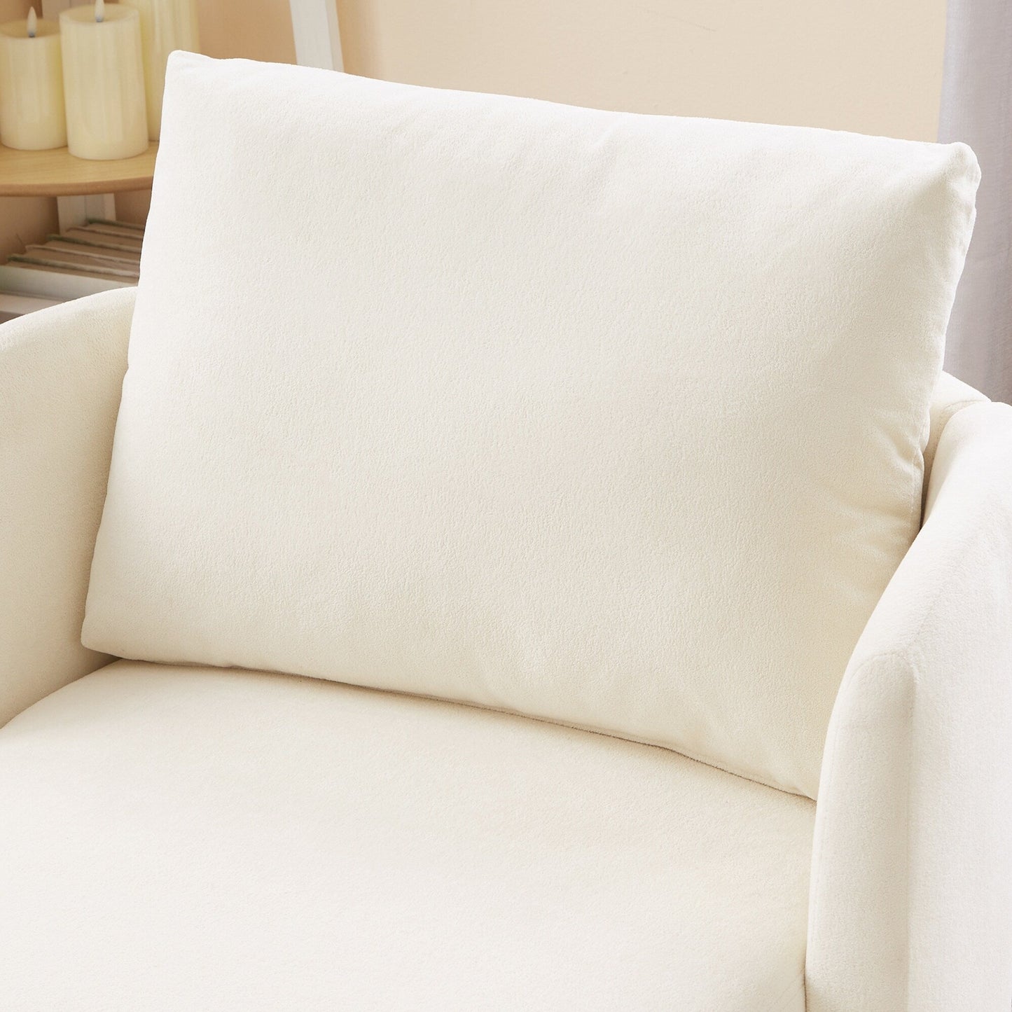 360Â° Swivel Chair, Chenille Barrel Armchair, Curved Design Lounge Chair Upholstered Swivel Sofa Chair for Living Room