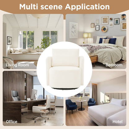360Â° Swivel Chair, Chenille Barrel Armchair, Curved Design Lounge Chair Upholstered Swivel Sofa Chair for Living Room