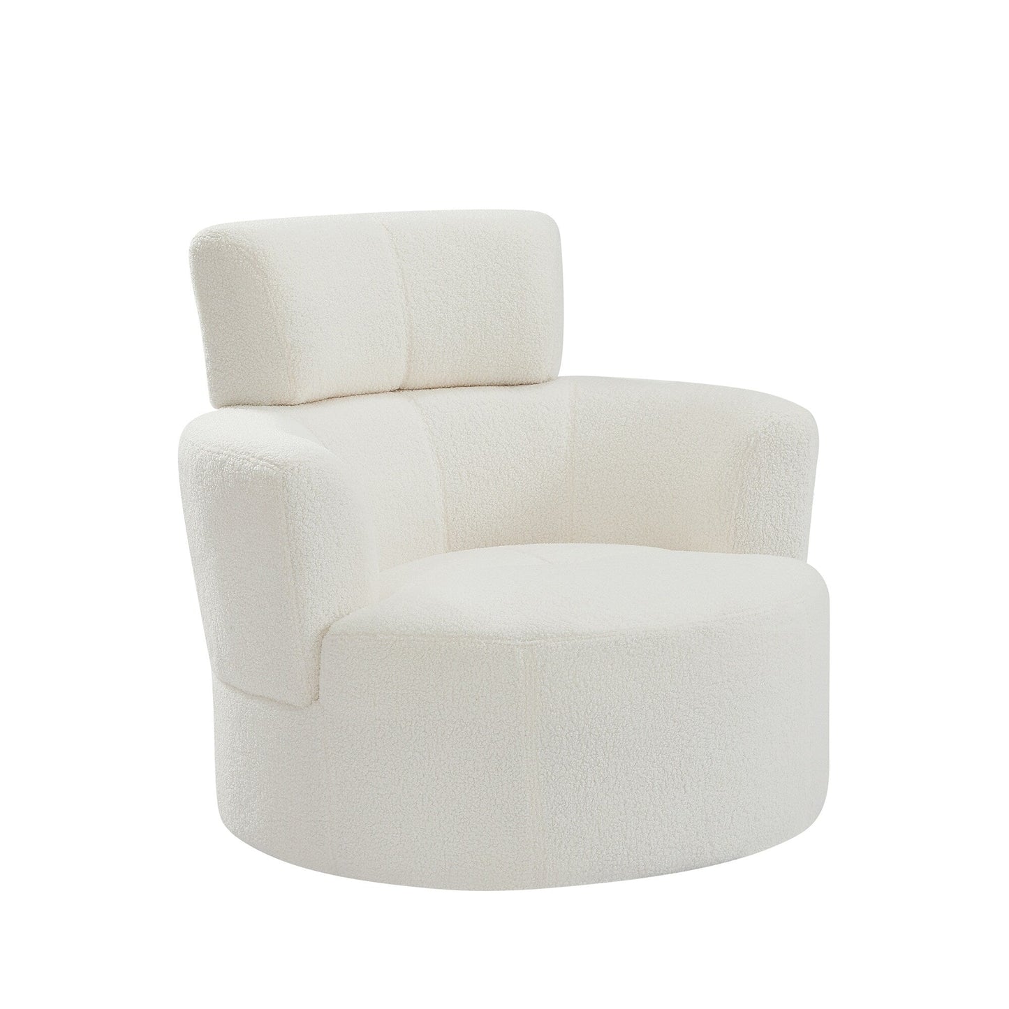 360Â° Swivel Chair, Upholstered Barrel Chair with Adjustable Headrest Modern Swivel Round Sofa Chair for Living Room