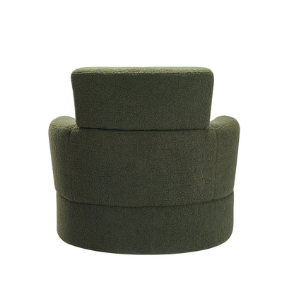 360Â° Swivel Chair, Upholstered Barrel Chair with Adjustable Headrest Modern Swivel Round Sofa Chair for Living Room