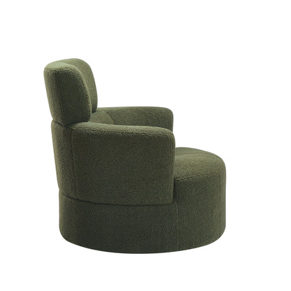 360Â° Swivel Chair, Upholstered Barrel Chair with Adjustable Headrest Modern Swivel Round Sofa Chair for Living Room