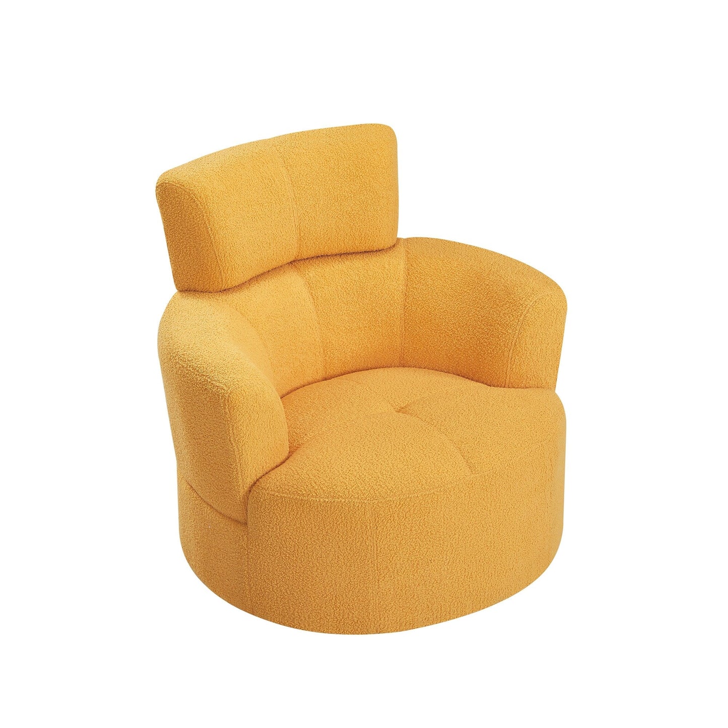 360Â° Swivel Chair, Upholstered Barrel Chair with Adjustable Headrest Modern Swivel Round Sofa Chair for Living Room