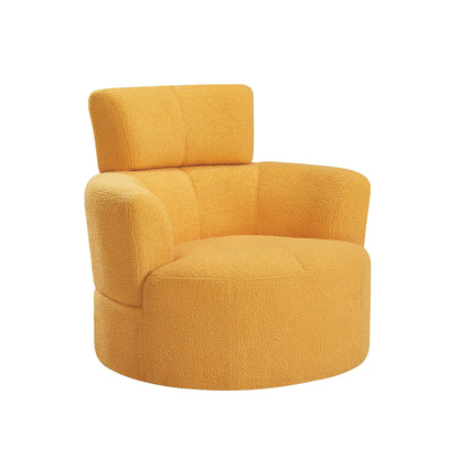 360Â° Swivel Chair, Upholstered Barrel Chair with Adjustable Headrest Modern Swivel Round Sofa Chair for Living Room