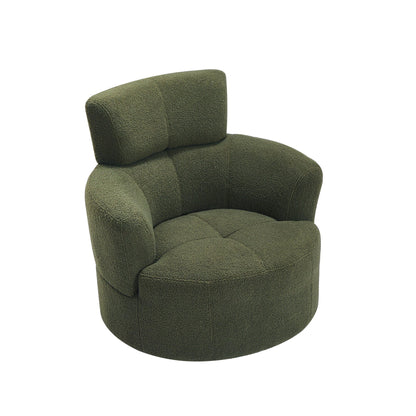 360Â° Swivel Chair, Upholstered Barrel Chair with Adjustable Headrest Modern Swivel Round Sofa Chair for Living Room