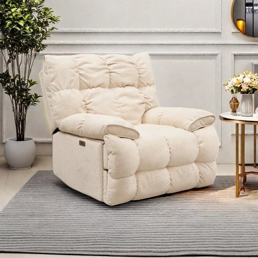 360° Swivel Electric Rocker Recliner, Plush High Backrest, Spacious Seat, Multiple Recline Positions for Ultimate Comfort