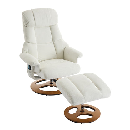 360° Swivel Ergonomic Recliner Chair with Ottoman, Adjustable Backrest, 5 Vibration Massage, Seat Heating, Chenille Fabric