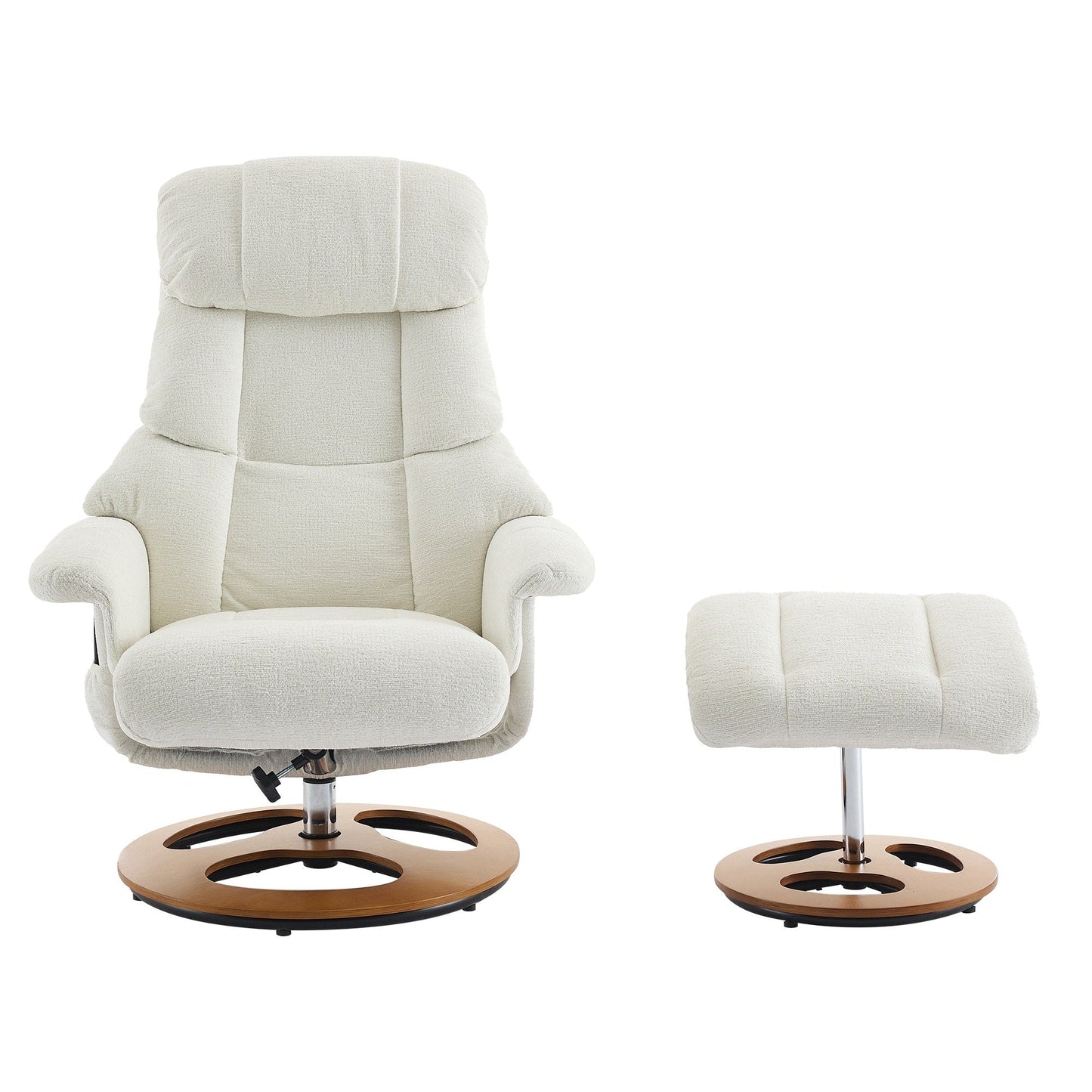 360° Swivel Ergonomic Recliner Chair with Ottoman, Adjustable Backrest, 5 Vibration Massage, Seat Heating, Chenille Fabric