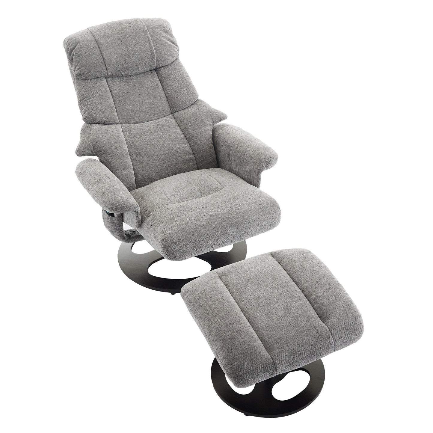 360° Swivel Ergonomic Recliner Chair with Ottoman, Adjustable Backrest, 5 Vibration Massage, Seat Heating, Chenille Fabric